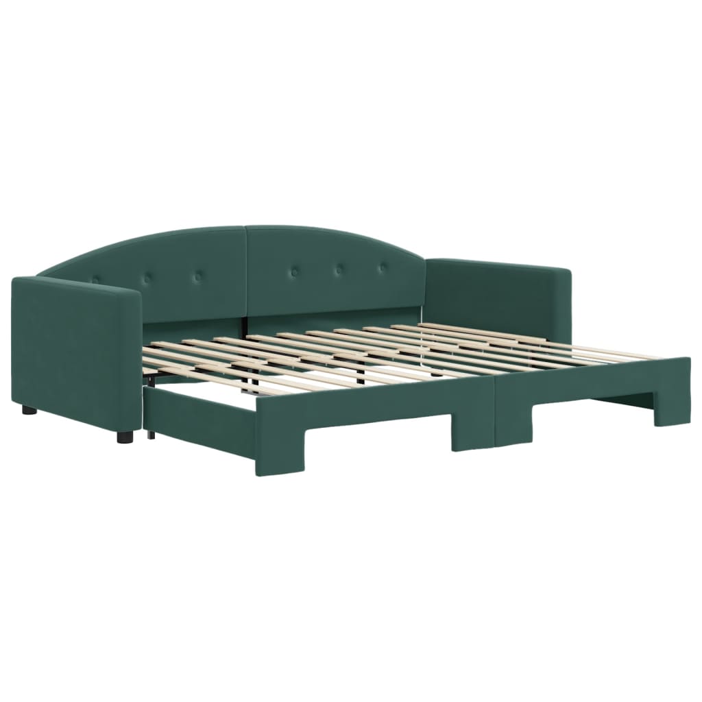 Divano Letto Con Letto Estraibile Verde Scuro 90x200cm Velluto