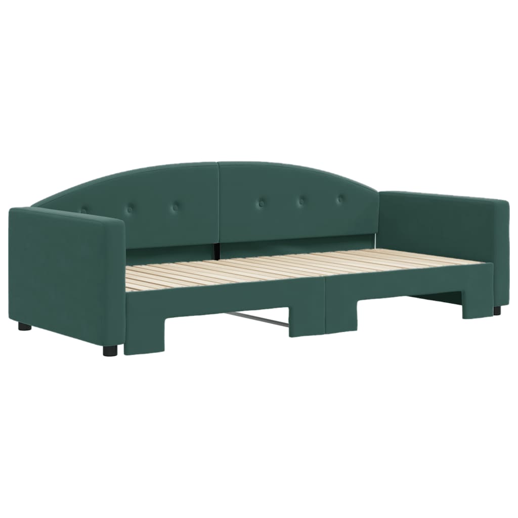 Divano Letto Con Letto Estraibile Verde Scuro 90x200cm Velluto