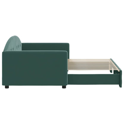 Divano Letto Con Letto Estraibile Verde Scuro 90x200cm Velluto