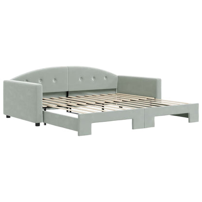 Divano Letto Con Letto Estraibile Grigio Chiaro 100x200 Velluto