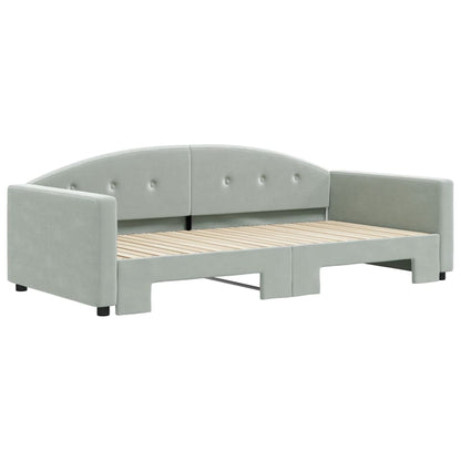 Divano Letto Con Letto Estraibile Grigio Chiaro 100x200 Velluto