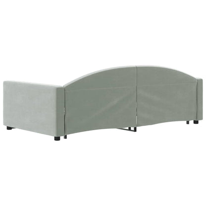 Divano Letto Con Letto Estraibile Grigio Chiaro 100x200 Velluto