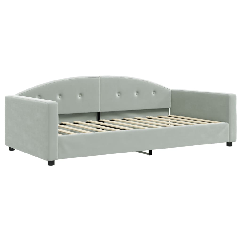 Divano Letto Con Letto Estraibile Grigio Chiaro 100x200 Velluto