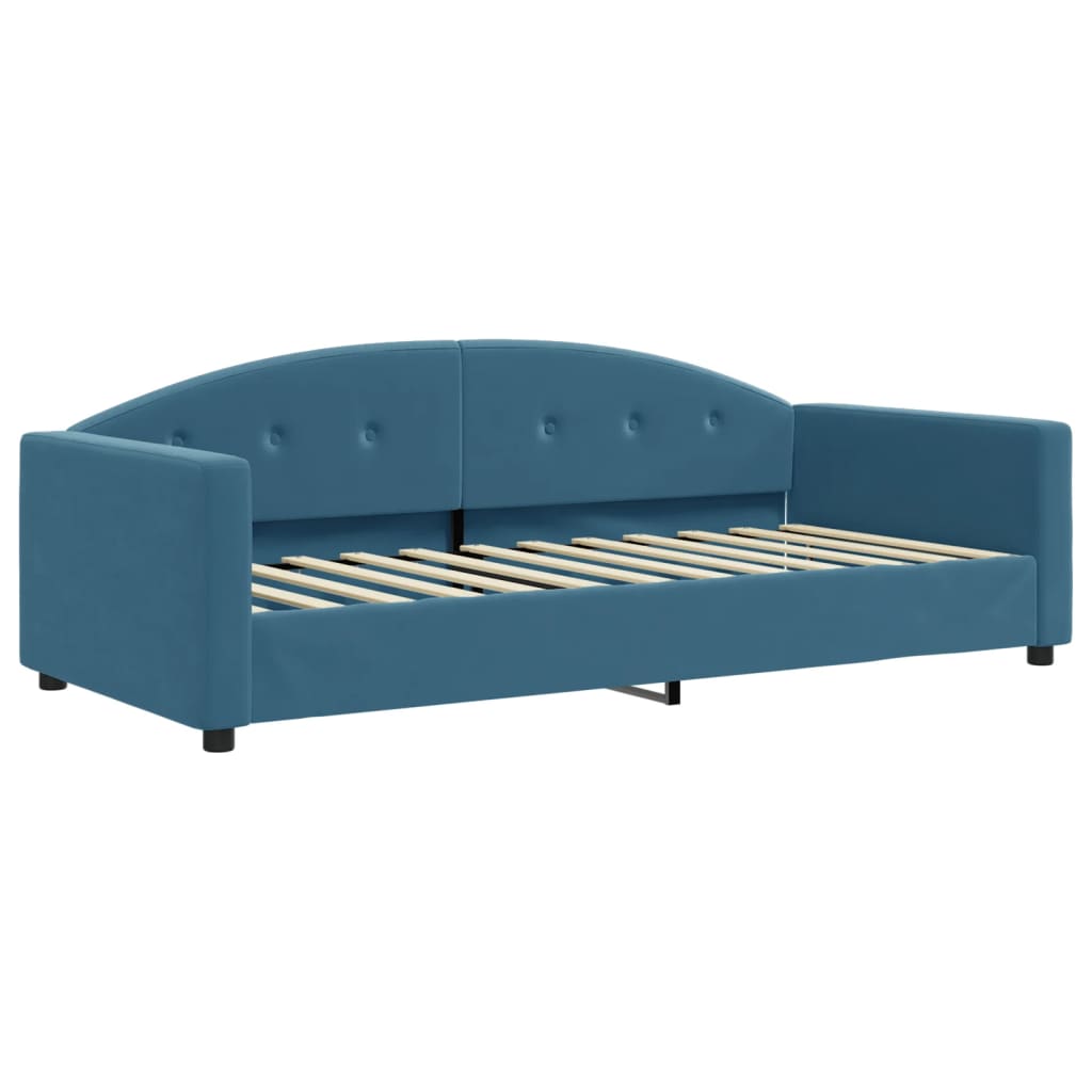 Divano Letto Estraibile Con Materassi Blu 90x200 Cm Velluto