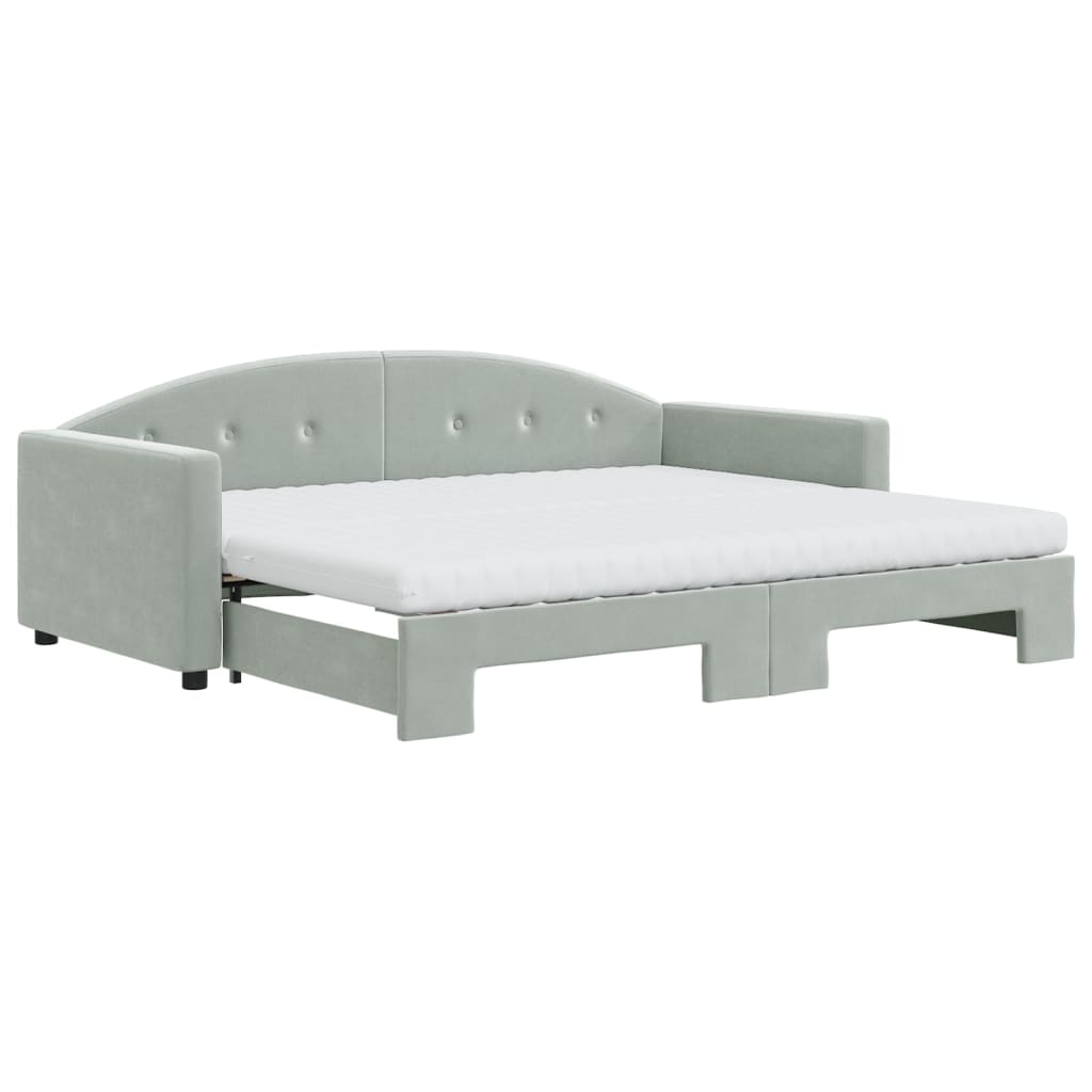 Divano Letto Estraibile Materassi Grigio Chiaro 90x200 Velluto