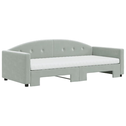 Divano Letto Estraibile Materassi Grigio Chiaro 90x200 Velluto