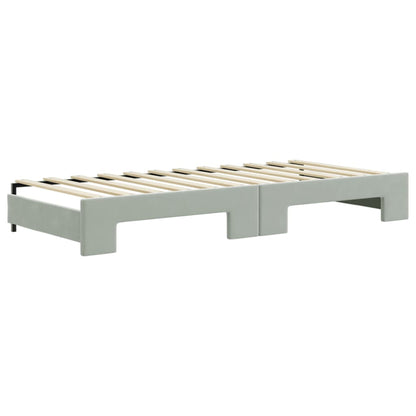 Divano Letto Estraibile Materassi Grigio Chiaro 90x200 Velluto