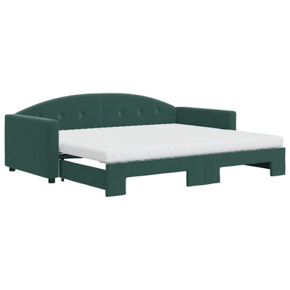 Divano Letto Estraibile Materassi Verde Scuro 90x200 Velluto