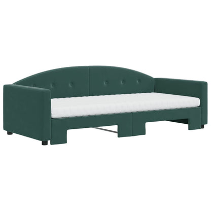 Divano Letto Estraibile Materassi Verde Scuro 90x200 Velluto