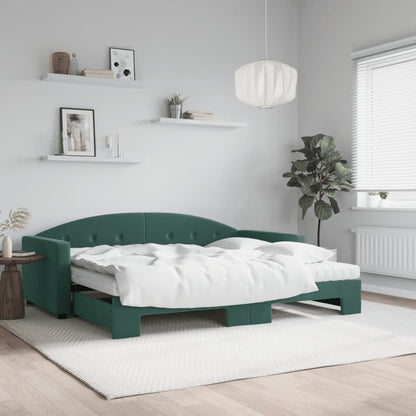 Divano Letto Estraibile Materassi Verde Scuro 90x200 Velluto