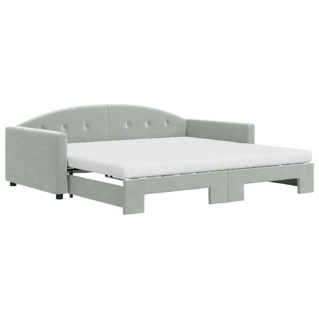 Divano Letto Estraibile Materassi Grigio Chiaro 100x200 Velluto