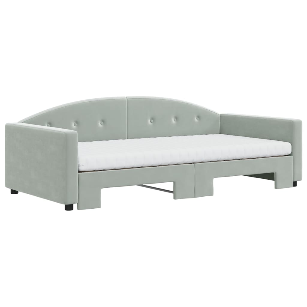 Divano Letto Estraibile Materassi Grigio Chiaro 100x200 Velluto