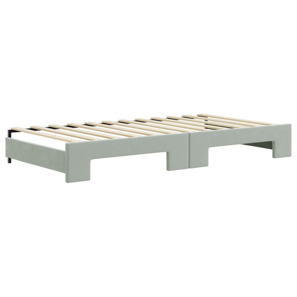 Divano Letto Estraibile Materassi Grigio Chiaro 100x200 Velluto