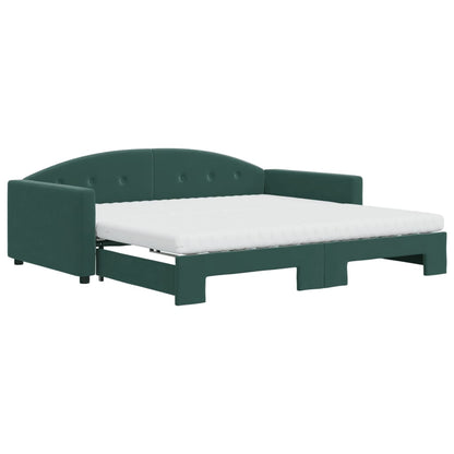 Divano Letto Estraibile Materassi Verde Scuro 100x200 Velluto