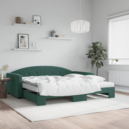 Divano Letto Estraibile Materassi Verde Scuro 100x200 Velluto