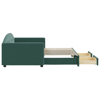 Divano Letto Estraibile Cassetti Verde Scuro 90x200cm Velluto