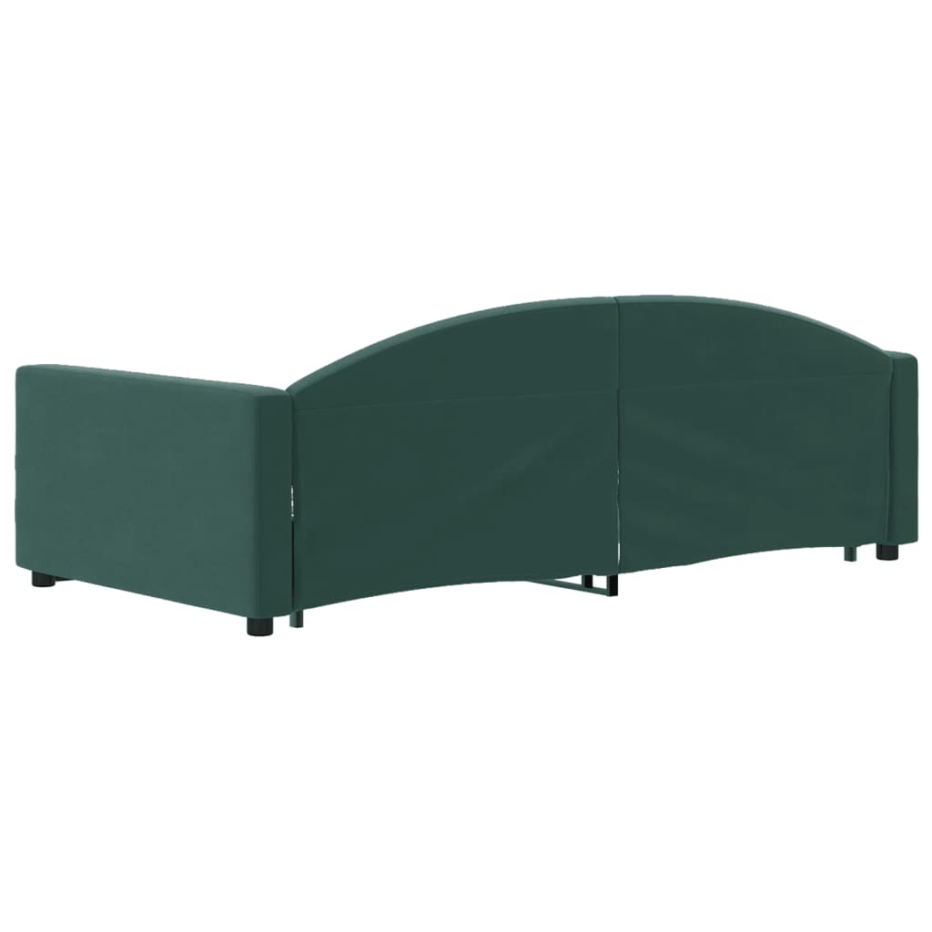 Divano Letto Estraibile Cassetti Verde Scuro 100x200cm Velluto