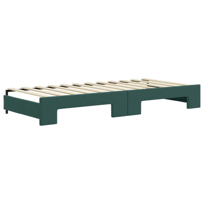 Divano Letto Estraibile Cassetti Verde Scuro 90x200cm Velluto