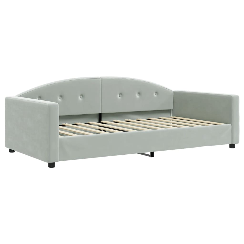 Divano Letto Estraibile Cassetti Grigio Chiaro 100x200 Velluto