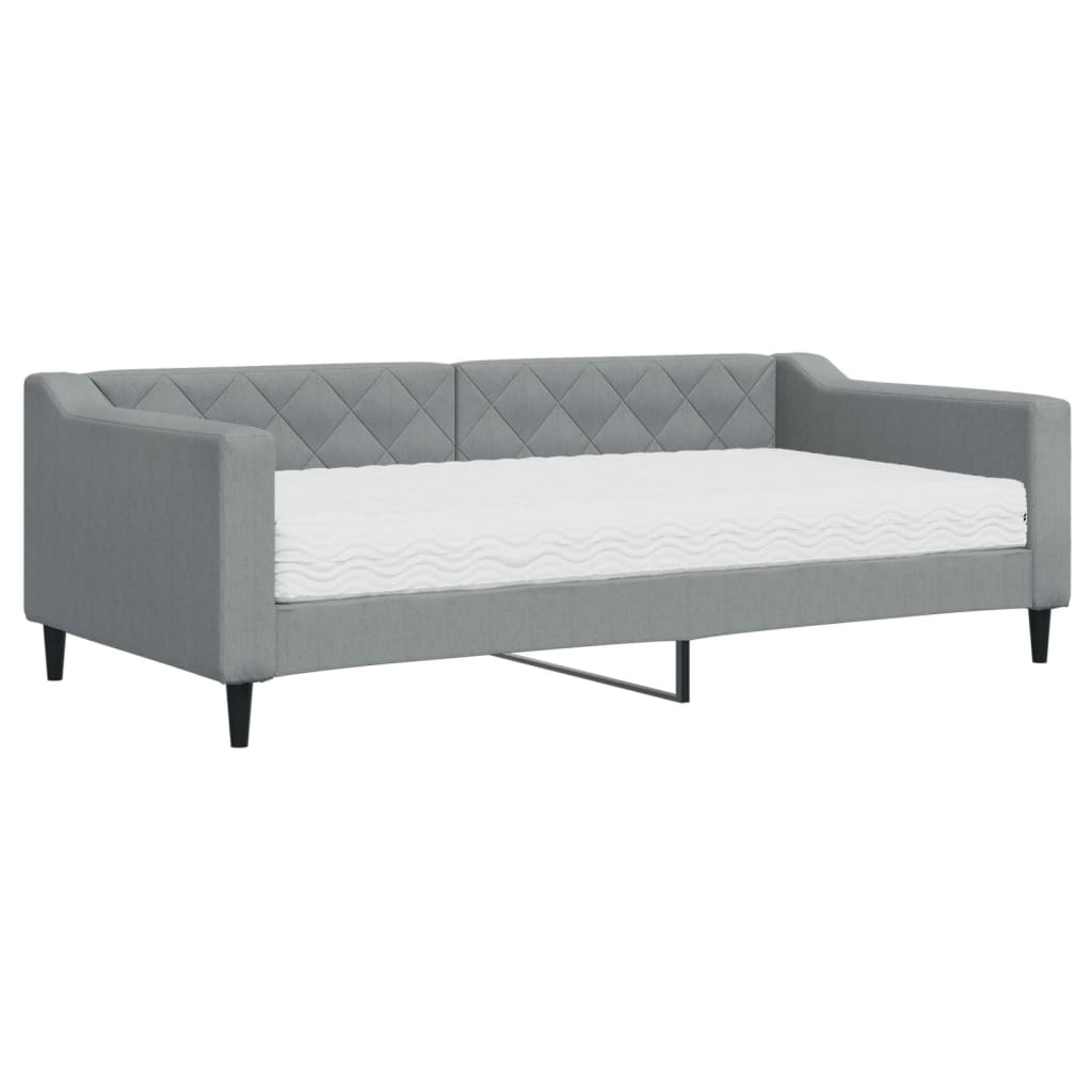 Divano Letto Con Materasso Grigio Chiaro 90x190 Cm In Tessuto