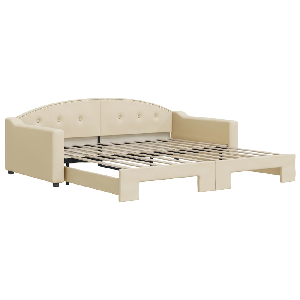 Divano Letto Con Letto Estraibile Crema 100x200 Cm In Tessuto