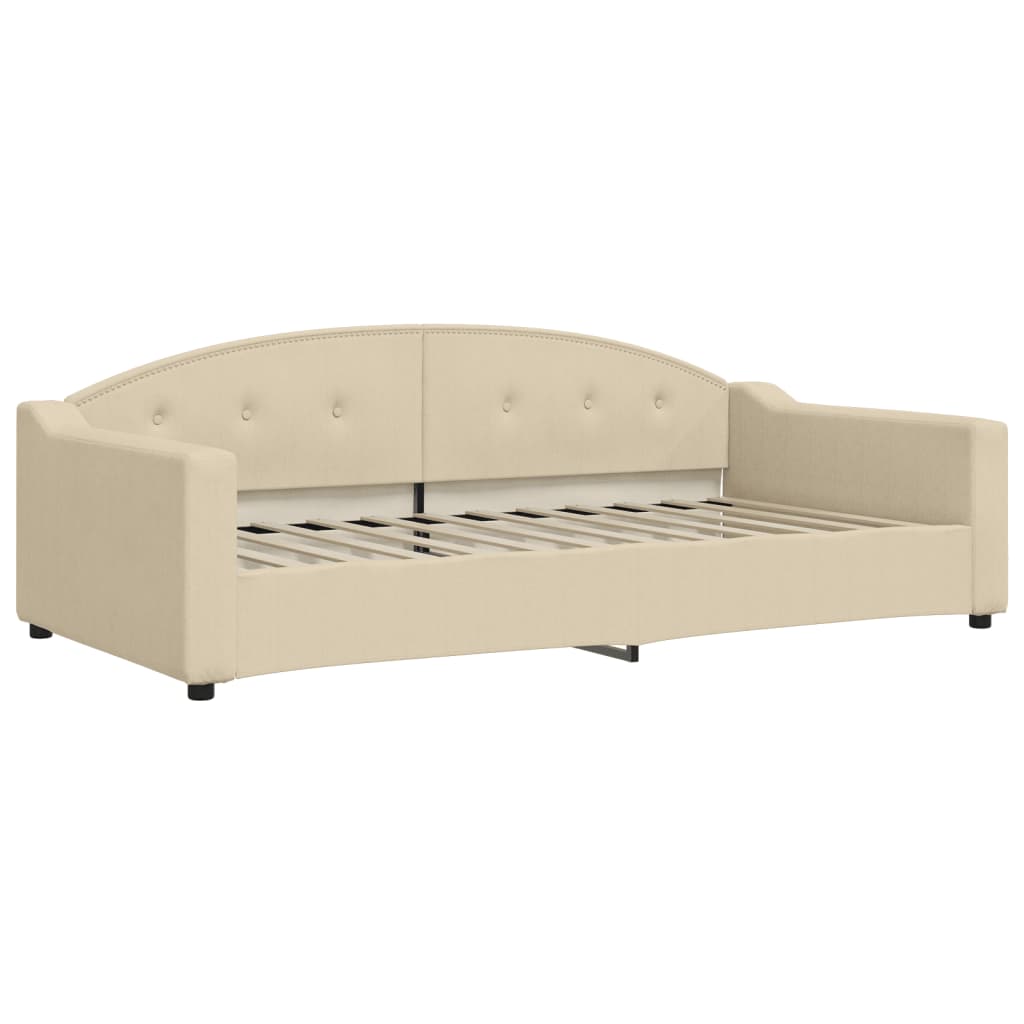 Divano Letto Con Letto Estraibile Crema 100x200 Cm In Tessuto