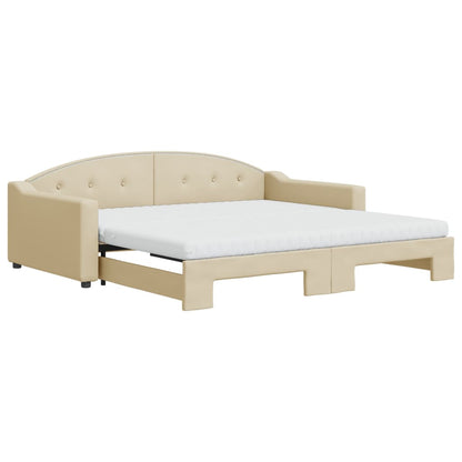 Divano Letto Estraibile Con Materassi Crema 100x200 Cm Tessuto