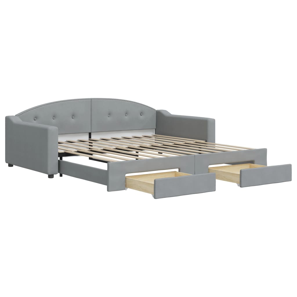 Divano Letto Estraibile Cassetti Grigio Chiaro 100x200 Tessuto