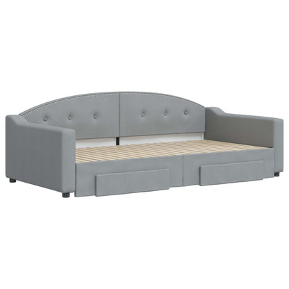 Divano Letto Estraibile Cassetti Grigio Chiaro 100x200 Tessuto