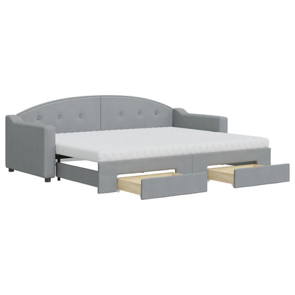 Divano Letto Estraibile Cassetti Grigio Chiaro 80x200cm Tessuto