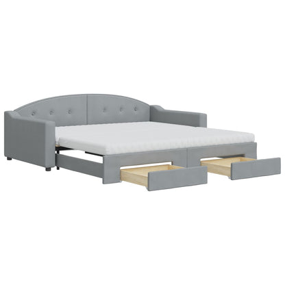 Divano Letto Estraibile Cassetti Grigio Chiaro 100x200 Tessuto