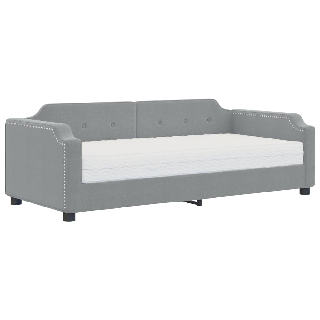 Divano Letto Con Materasso Grigio Chiaro 90x200 Cm In Tessuto