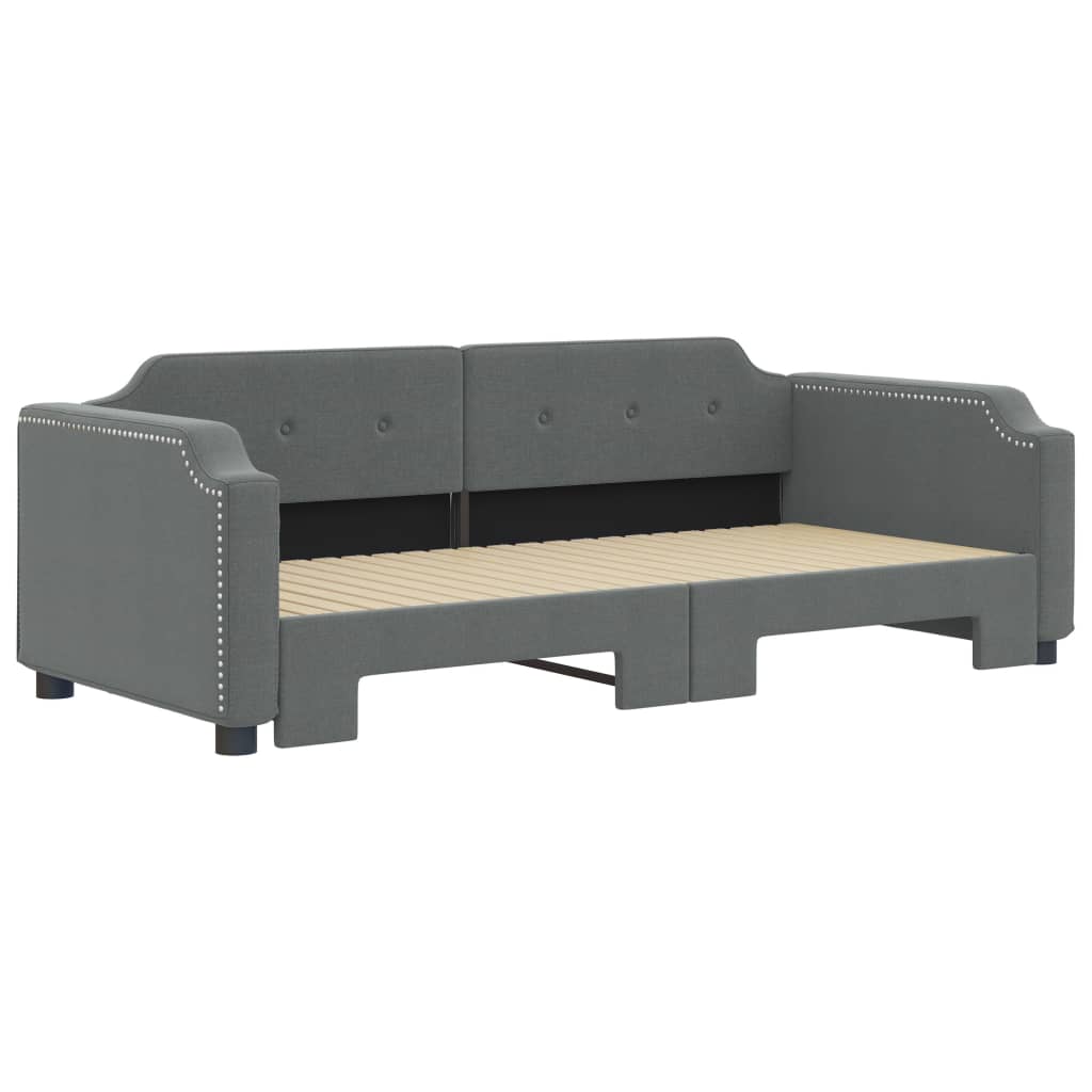 Divano Letto Con Letto Estraibile Grigio Scuro 90x200cm Tessuto