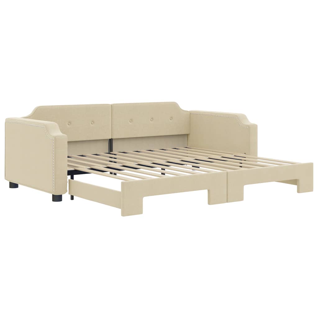 Divano Letto Con Letto Estraibile Crema 90x200 Cm In Tessuto