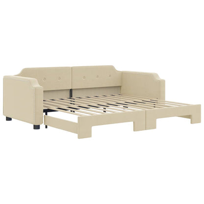 Divano Letto Con Letto Estraibile Crema 90x200 Cm In Tessuto