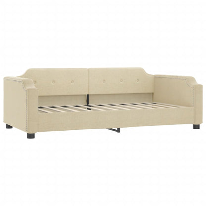 Divano Letto Con Letto Estraibile Crema 90x200 Cm In Tessuto