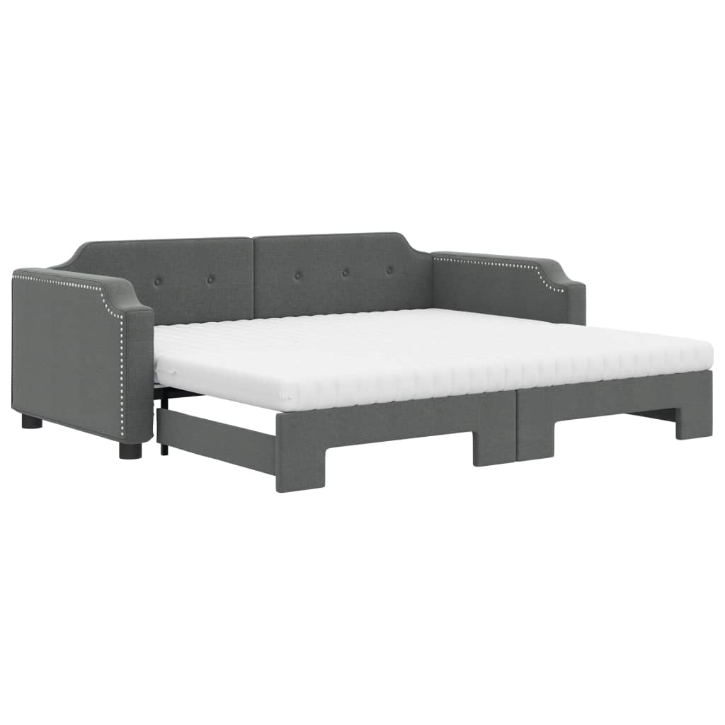 Divano Letto Estraibile Materassi Grigio Scuro 80x200cm Tessuto