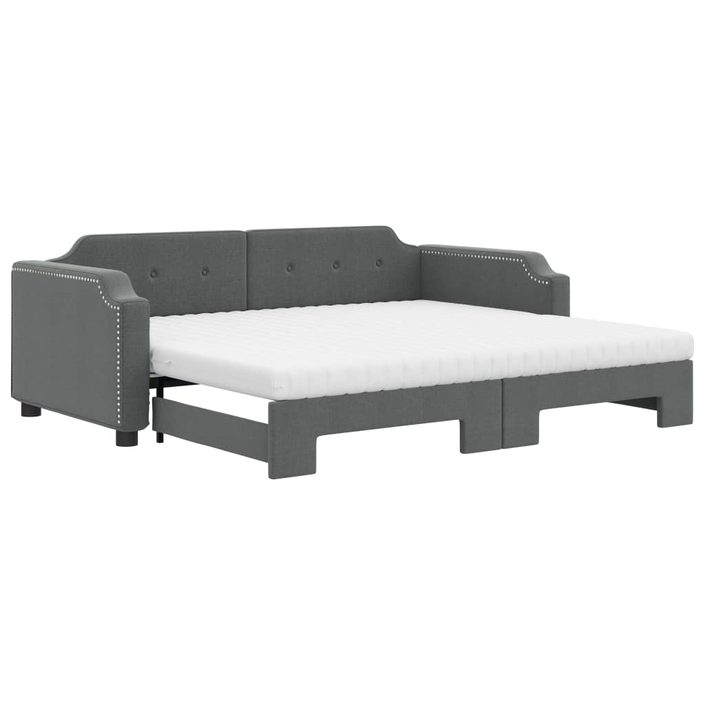 Divano Letto Estraibile Materassi Grigio Scuro 90x200cm Tessuto