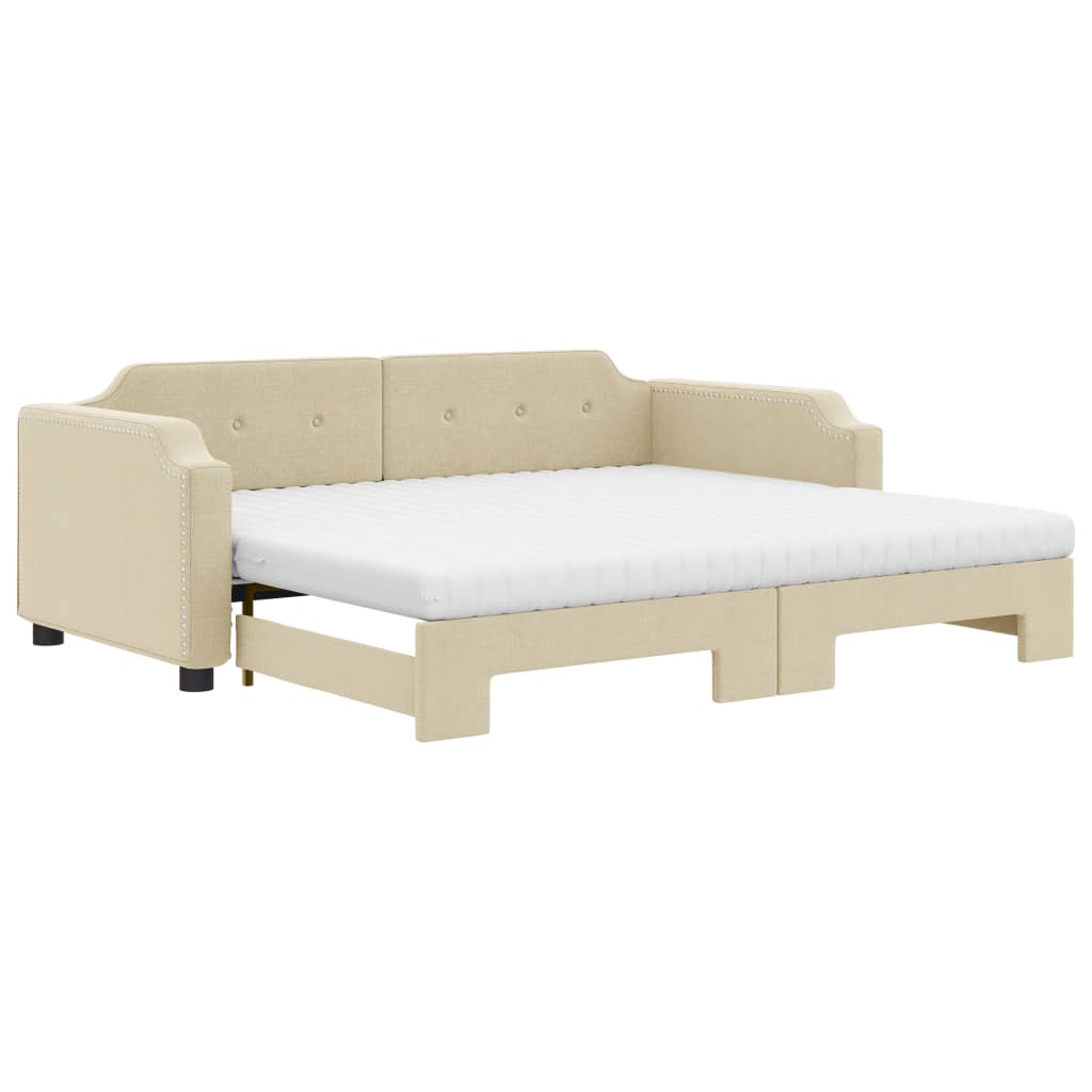 Divano Letto Estraibile Con Materassi Crema 90x200 Cm Tessuto