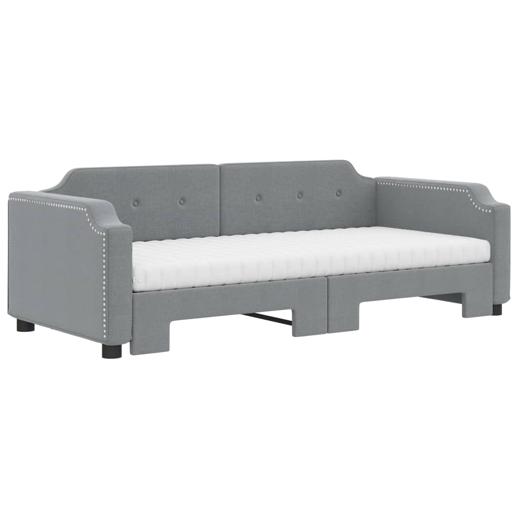 Divano Letto Estraibile Materassi Grigio Chiaro 100x200 Tessuto