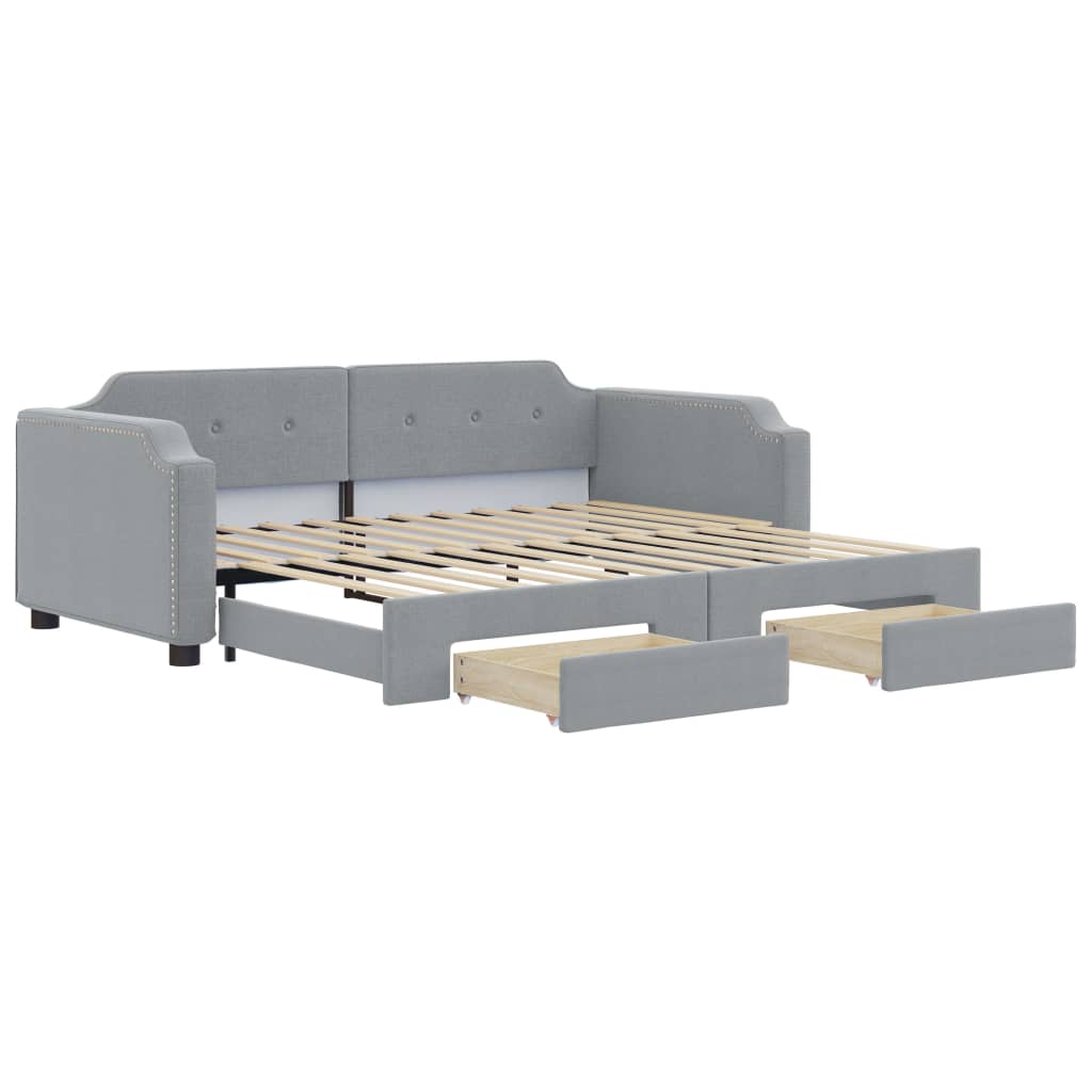 Divano Letto Estraibile Cassetti Grigio Chiaro 100x200 Tessuto