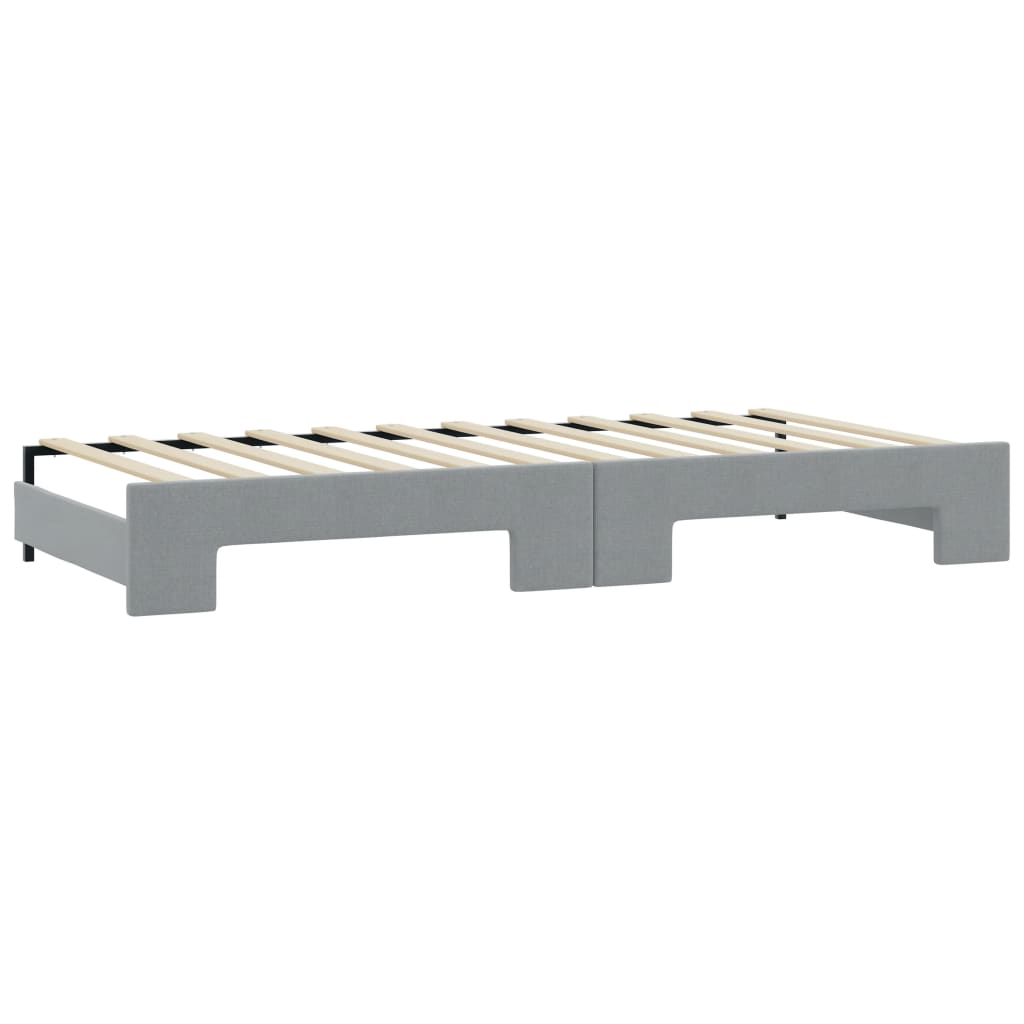 Divano Letto Estraibile Cassetti Grigio Chiaro 100x200 Tessuto