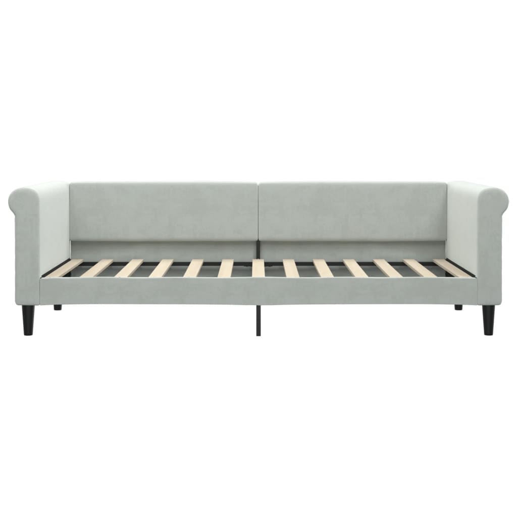 Divano Letto Con Materasso Grigio Chiaro 80x200 Cm In Velluto