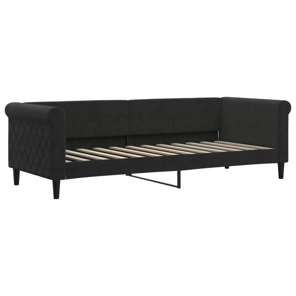 Divano Letto Con Materasso Nero 80x200 Cm In Velluto