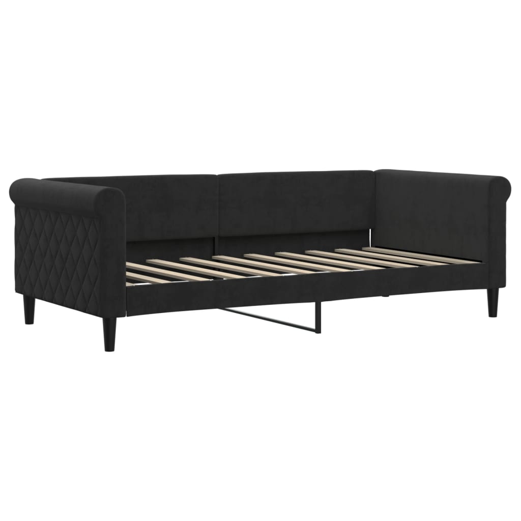 Divano Letto Con Materasso Nero 90x190 Cm In Velluto