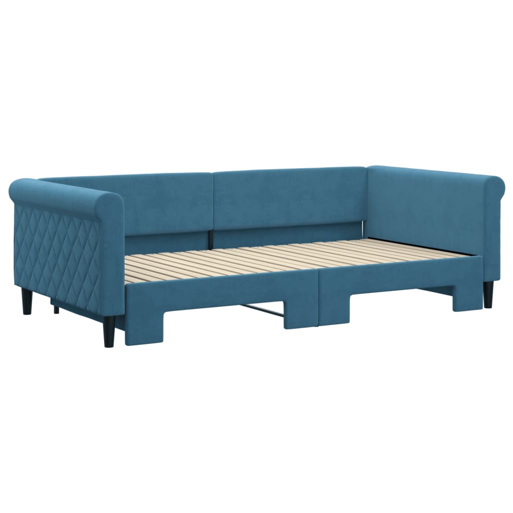 Divano Letto Con Letto Estraibile Blu 100x200 Cm In Velluto