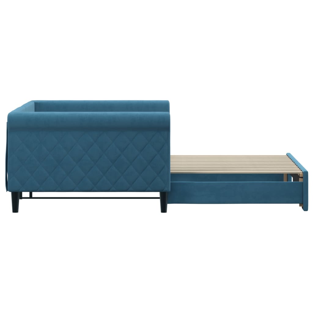 Divano Letto Con Letto Estraibile Blu 100x200 Cm In Velluto