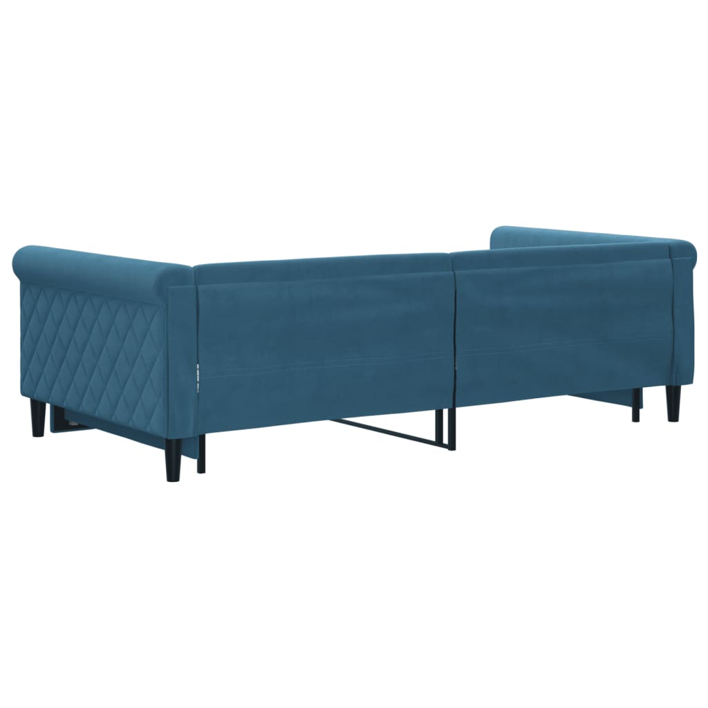 Divano Letto Con Letto Estraibile Blu 100x200 Cm In Velluto