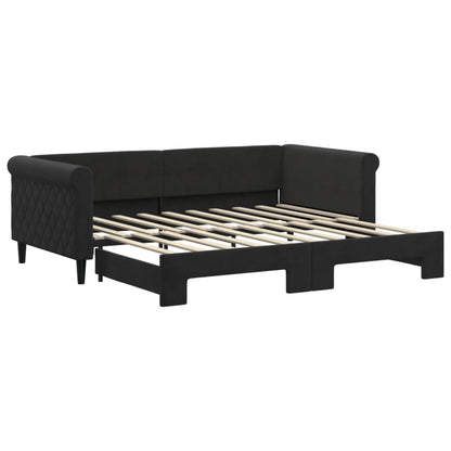 Divano Letto Con Letto Estraibile Nero 90x190 Cm In Velluto