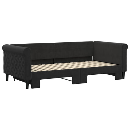 Divano Letto Con Letto Estraibile Nero 90x190 Cm In Velluto